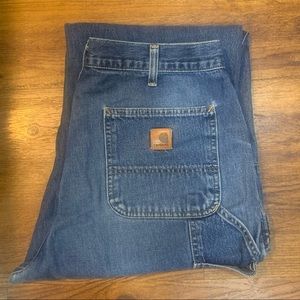 Mens Carhartt Washed Denim Loose Fit Jeans 36 x 34 Blue Dark